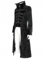 Black Retro Gothic Stand Collar Embroidered Velvet Party Coat for Men