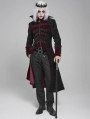 Black and Red Retro Gothic Stand Collar Embroidered Velvet Party Coat for Men