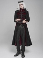 Black and Red Retro Gothic Stand Collar Embroidered Velvet Party Coat for Men