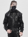 Black Gothic Punk Shirring Zip-Up Jacket for Men