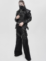 Black Gothic Punk Shirring Zip-Up Jacket for Men