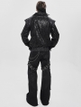 Black Gothic Punk Shirring Zip-Up Jacket for Men