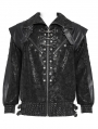 Black Gothic Punk Shirring Zip-Up Jacket for Men