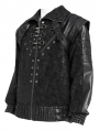 Black Gothic Punk Shirring Zip-Up Jacket for Men