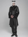 Black Retro Gothic Lace-Up Faux Leather Party Jacket for Men