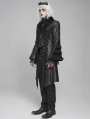 Black Retro Gothic Lace-Up Faux Leather Party Jacket for Men