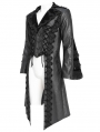 Black Retro Gothic Lace-Up Faux Leather Party Jacket for Men