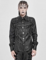 Black Gothic Punk Buckle Chain Long Sleeve Shirt for Men
