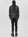 Black Gothic Punk Buckle Chain Long Sleeve Shirt for Men