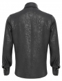 Black Gothic Punk Buckle Chain Long Sleeve Shirt for Men