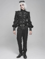 Black Retro Gothic Jacquard Puff Sleeve Party Shirt for Men