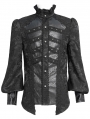 Black Retro Gothic Jacquard Puff Sleeve Party Shirt for Men