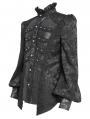 Black Retro Gothic Jacquard Puff Sleeve Party Shirt for Men