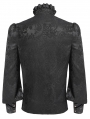 Black Retro Gothic Jacquard Puff Sleeve Party Shirt for Men