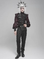 Black and Red Retro Gothic Jacquard Puff Sleeve Party Shirt for Men