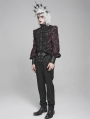 Black and Red Retro Gothic Jacquard Puff Sleeve Party Shirt for Men