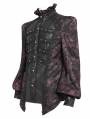Black and Red Retro Gothic Jacquard Puff Sleeve Party Shirt for Men