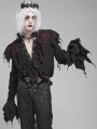 Black Retro Gothic Vampire Plunging Irregular Ruffle Shirt for Men