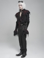 Black Retro Gothic Vampire Plunging Irregular Ruffle Shirt for Men
