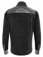 Black Gothic Retro Jacquard Faux Leather Spliced Shirt for Men
