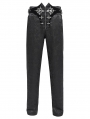 Black Gothic Victorian Velvet Patch Buckle Pants for Men