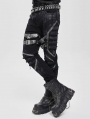Black Gothic Punk Studded Buckle Strap Fitted Pants for Men