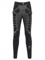 Black Gothic Distressed Faux Leather Spliced Pants for Men
