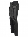 Black Gothic Distressed Faux Leather Spliced Pants for Men