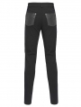 Black Gothic Distressed Faux Leather Spliced Pants for Men