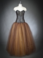 Brown Long Gothic Steampunk Corset Prom Dress