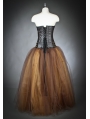 Brown Long Gothic Steampunk Corset Prom Dress