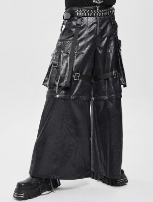 Black Gothic Punk Cargo Detachable Pocket Pants for Men