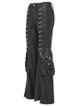 Black Gothic Punk Eyelet Ring Zipper Flared Pants for Men