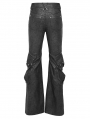 Black Gothic Punk Eyelet Ring Zipper Flared Pants for Men