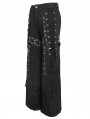 Black Gothic Punk Studded Distressed Wide Leg Pants for Men