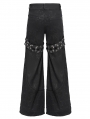 Black Gothic Punk Studded Distressed Wide Leg Pants for Men