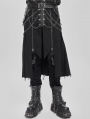 Black Gothic Punk Chain Irregular Pleated Skirt for Men