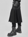 Black Gothic Punk Chain Irregular Pleated Skirt for Men