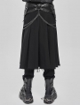Black Gothic Punk Chain Irregular Pleated Skirt for Men