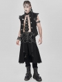 Black Gothic Punk Chain Irregular Pleated Skirt for Men