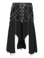 Black Gothic Punk Chain Irregular Pleated Skirt for Men