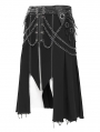 Black Gothic Punk Chain Irregular Pleated Skirt for Men
