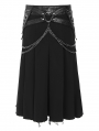 Black Gothic Punk Chain Irregular Pleated Skirt for Men