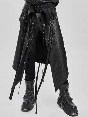 Black Gothic Punk Rock Strap Half Skirt for Men
