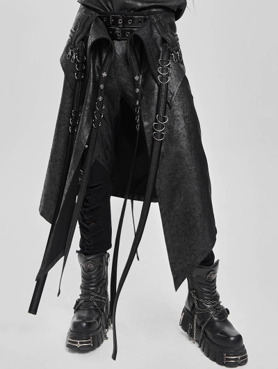 Black Gothic Punk Rock Strap Half Skirt for Men