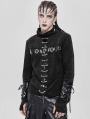 Black Gothic Punk Eyelet Chain Long Sleeve T-Shirt for Men