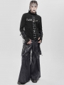 Black Gothic Punk Eyelet Chain Long Sleeve T-Shirt for Men