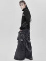 Black Gothic Punk Eyelet Chain Long Sleeve T-Shirt for Men