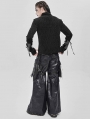 Black Gothic Punk Eyelet Chain Long Sleeve T-Shirt for Men