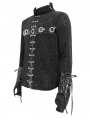 Black Gothic Punk Eyelet Chain Long Sleeve T-Shirt for Men